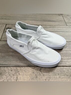 Vans White Slip-On Canvas Sneakers